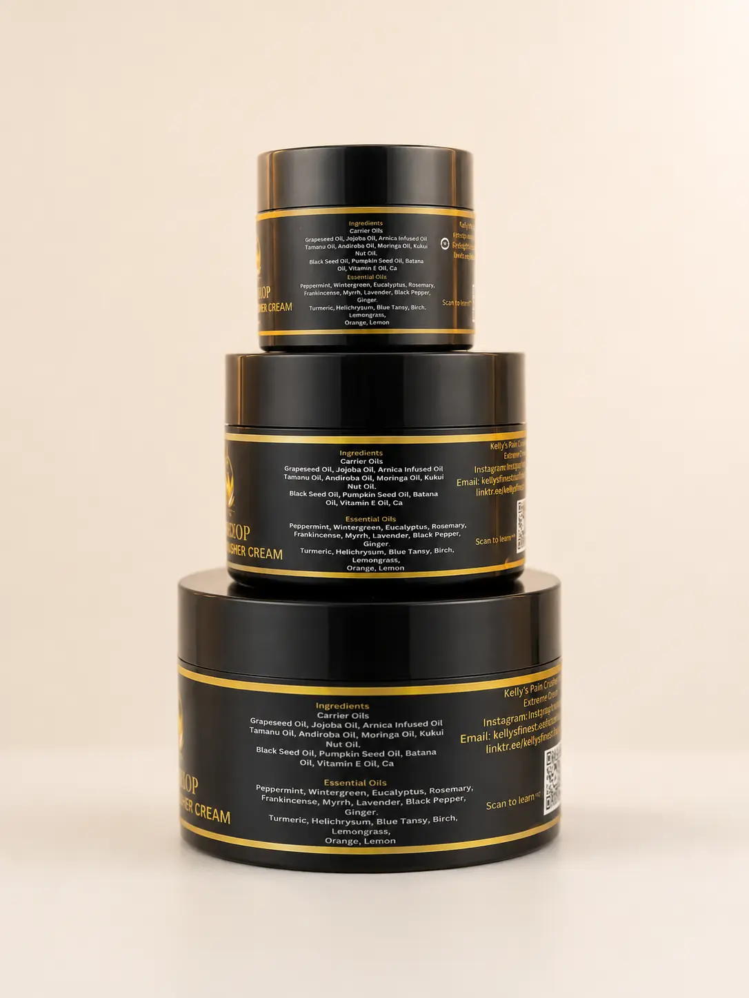 Pain Crusher Extreme cream jars showing the ingredient labels