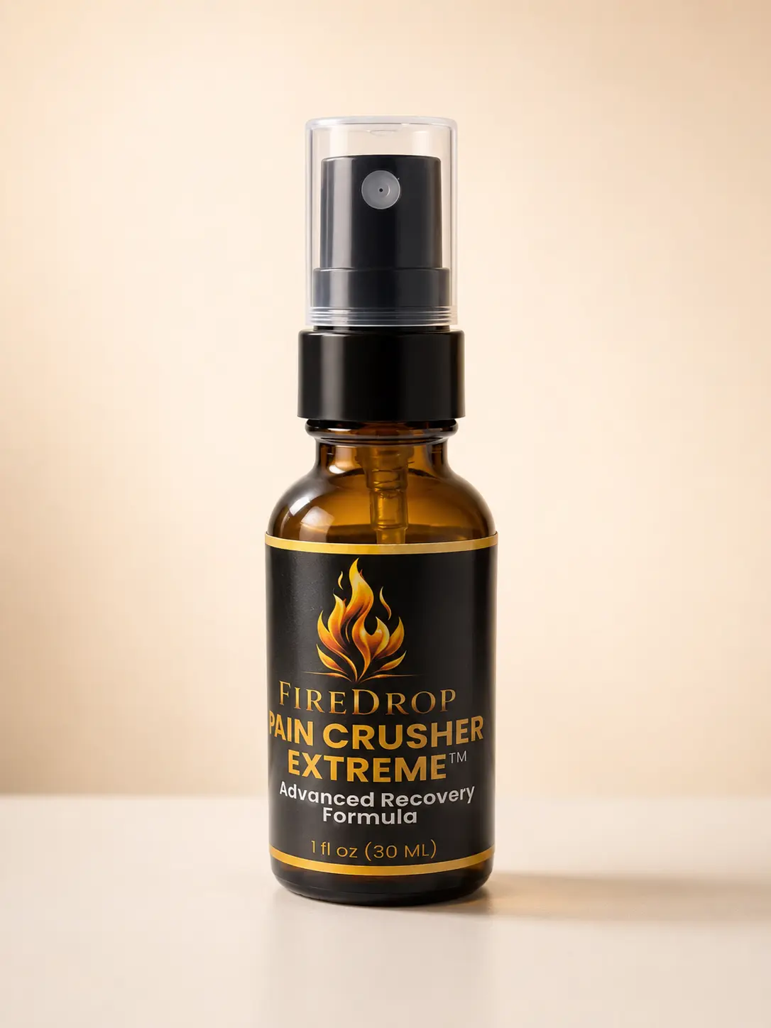 Pain Crusher Extreme 1 fl oz spray bottle, front view
